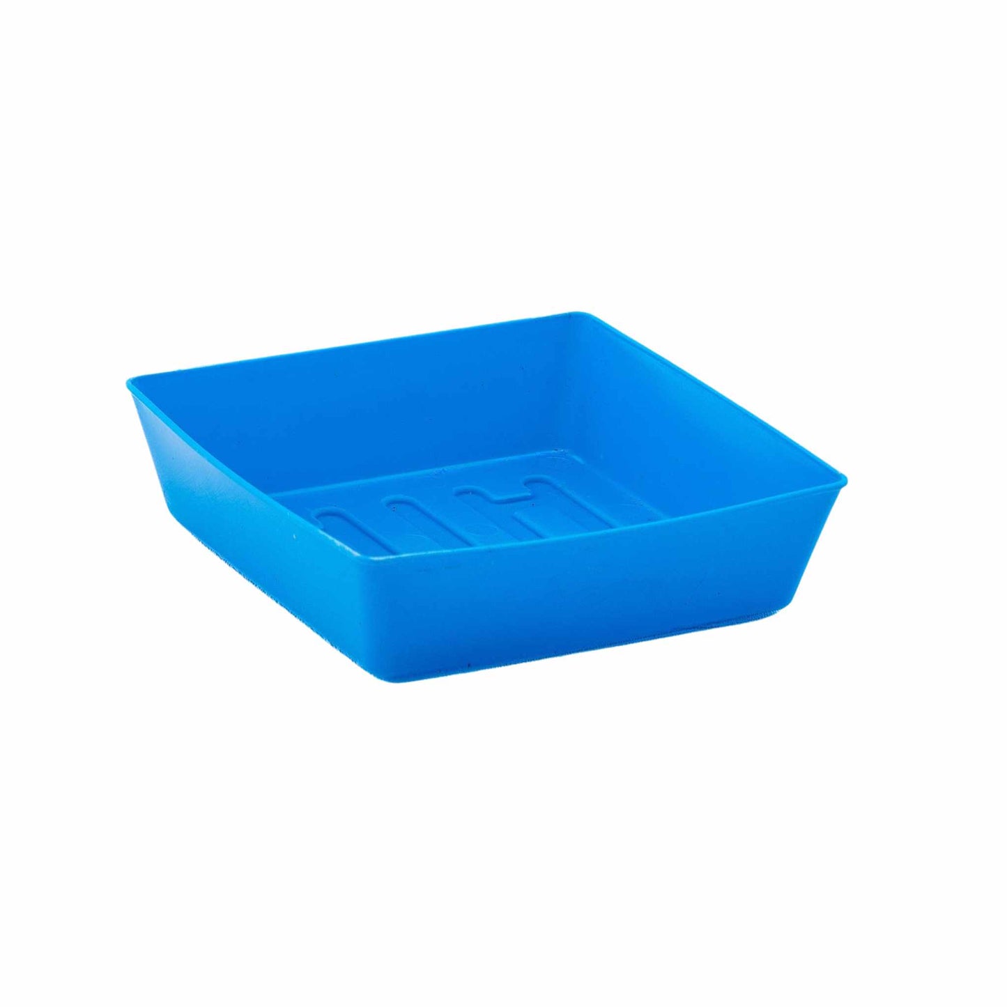 Blue 5x5 shallow tray for microgreens - durable food-safe polypropylene