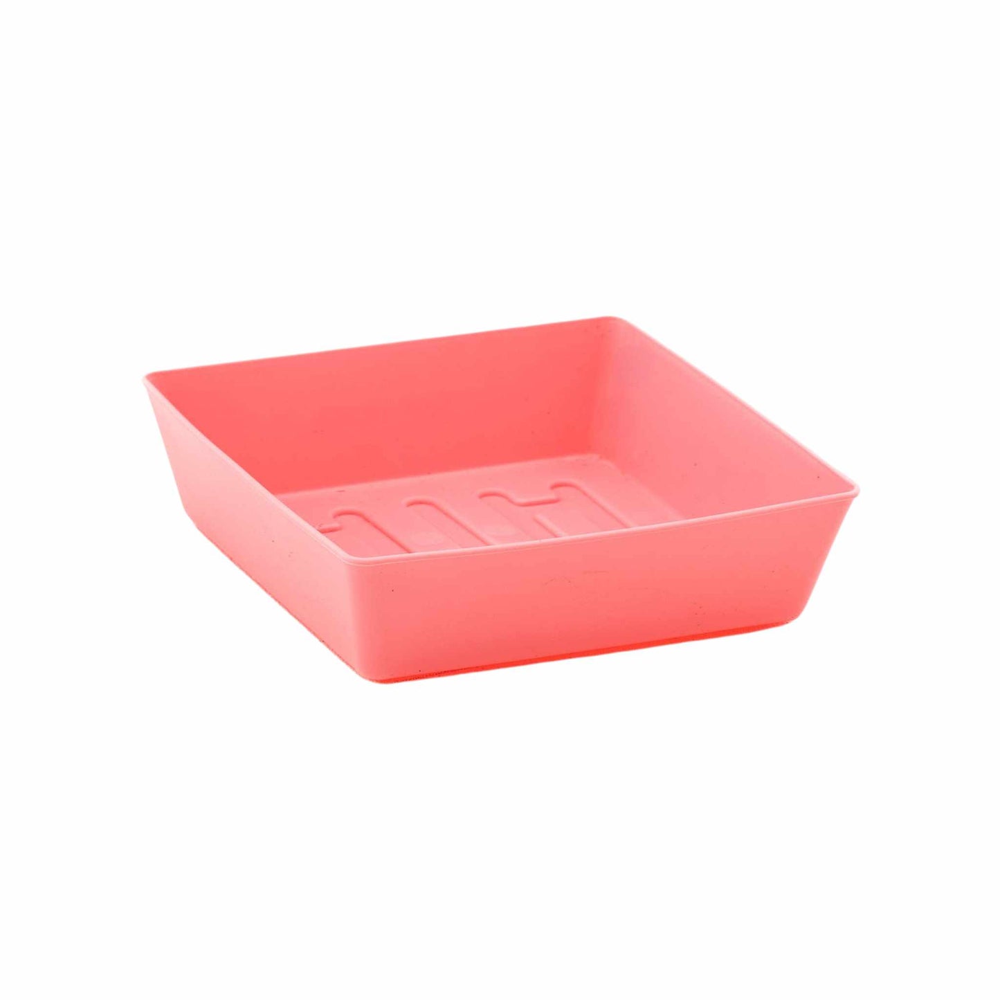 Pink 5x5 shallow tray for microgreens - durable food-safe polypropylene